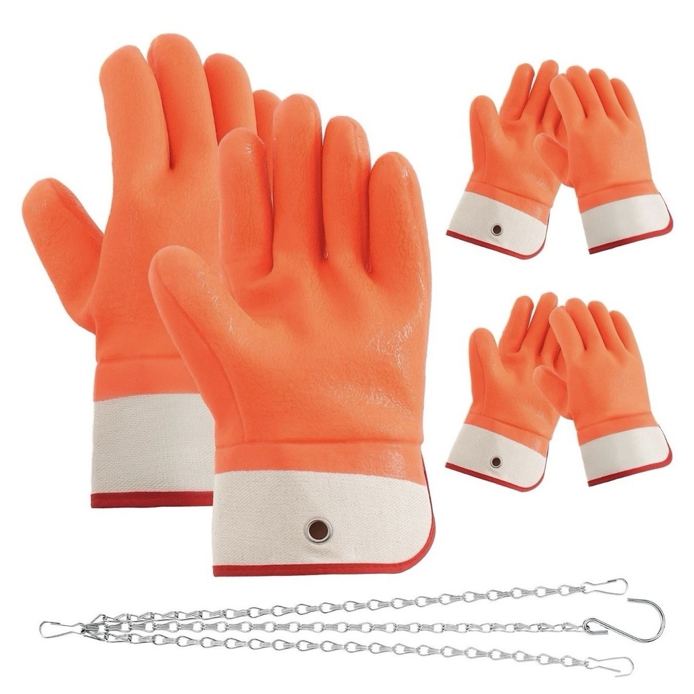 2 Pairs Propane Cylinder Handling Gloves with Chains Double Dipped PVC Forklift